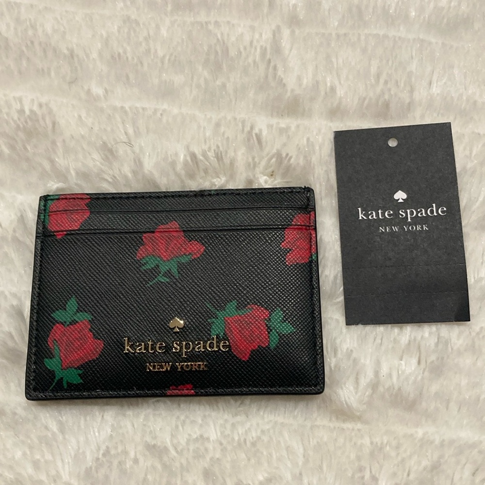 NWT Kate Spade Madison Ditsy Rose Toss Card Holder